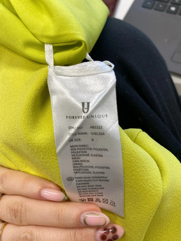 Stunning forever unique like ruffle sleeve one shoulder midi dress UK 8 JM008