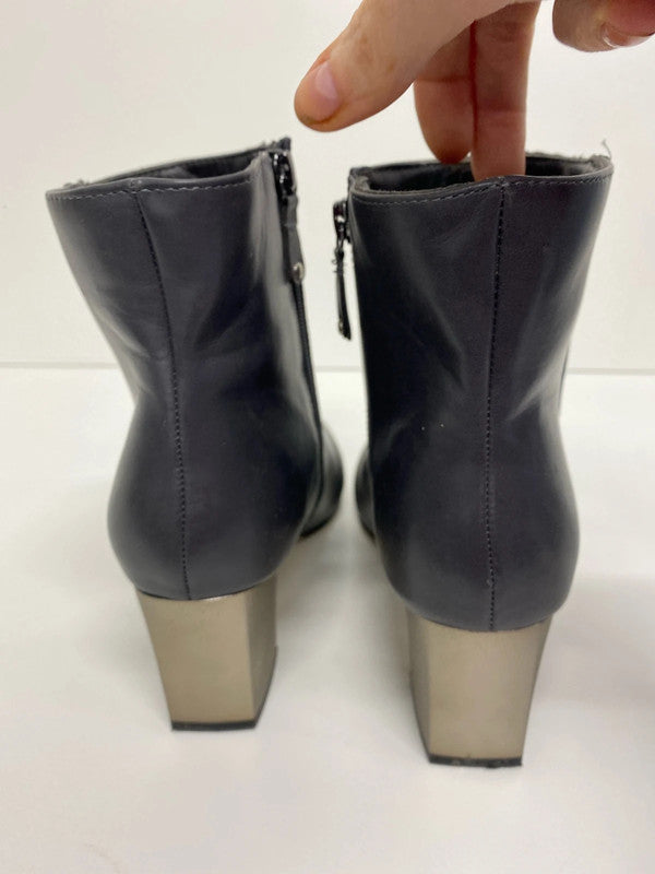 Fab TU charcoal grey ankle boots with metallic heel Uk7 JW002