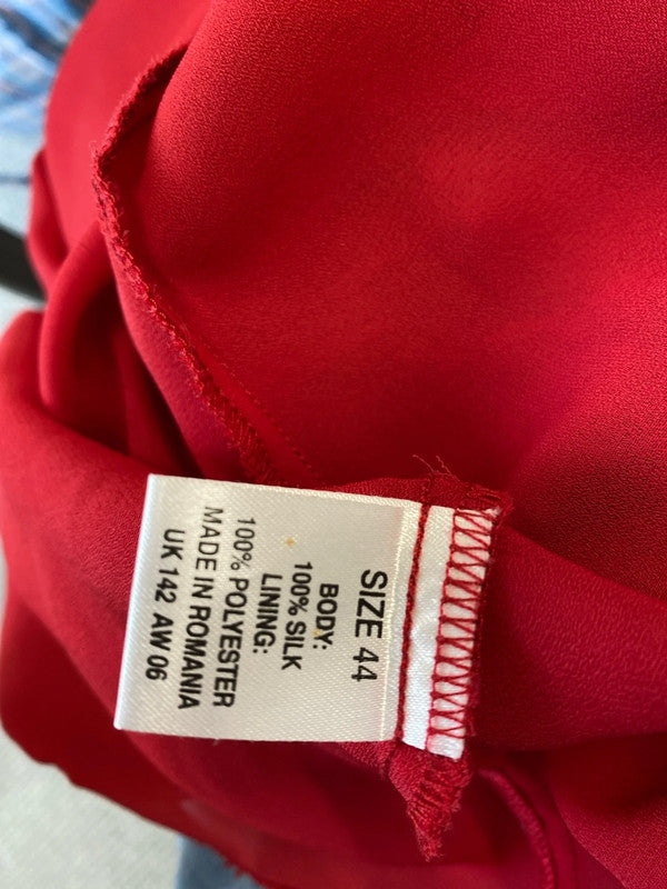 Fabulous Kookai Red silk dress Uk16 romantic Spanish flair LG006