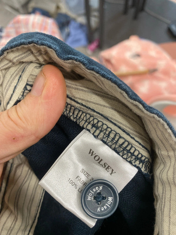 Classic summer linen shorts Wolsey navy loose fit 38 LD003