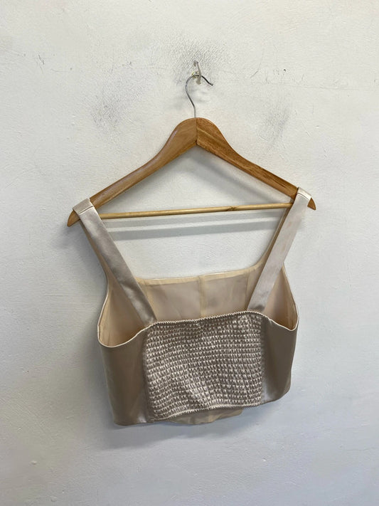 Lovely river island champagne cropped satin UK 12 LN001