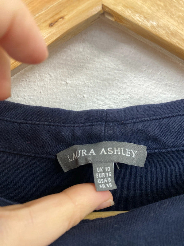 Laura Ashley Elegant Navy Mock Neck Top UK 10 MM005