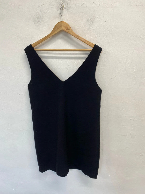 Gorgeous edc formal office wear zip pocket midi black dress UK 12 LB010