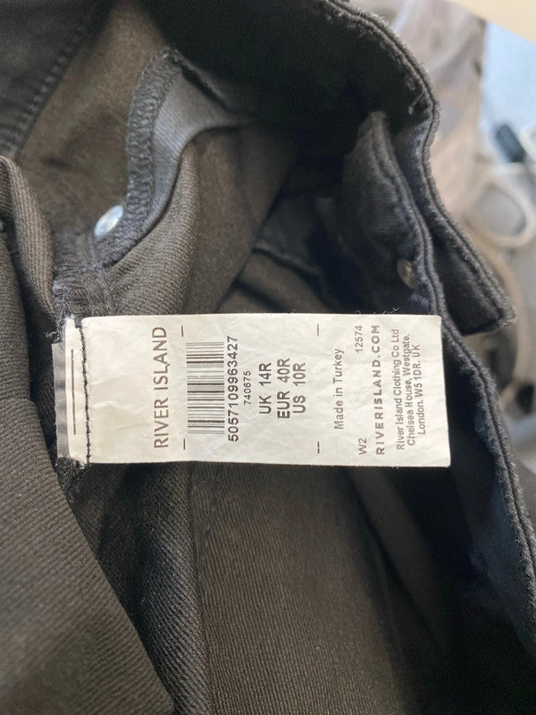 Fab River Island coated black skinny jeans Uk 14 Regular KN003