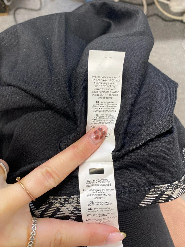 Lovely new look black grey checkered midi dress UK10 JH001