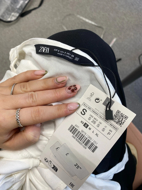 Lovely Zara Halterneck silver neck band white top new UK S JM005