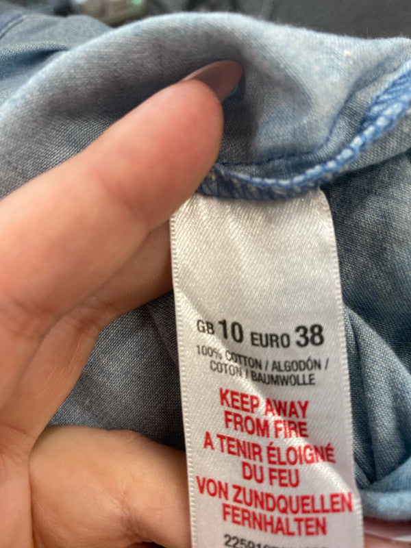 Miss Selfridge Preppy Denim Pearl Collar Playsuit UK 10 LK009