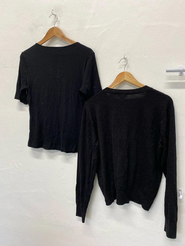 Fabulous Duo of Black knit wardrobe essentials H&M UkL Cardigan & top #22 KM003