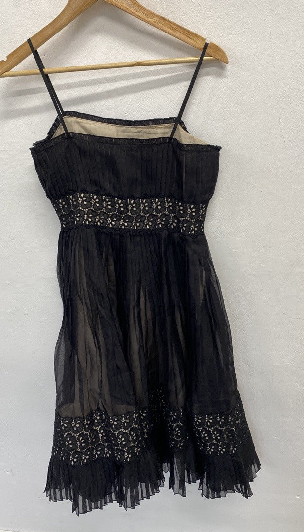 Lovely Sportmax Pure Silk Black Midi A Line Dress Black UK 8 AG008