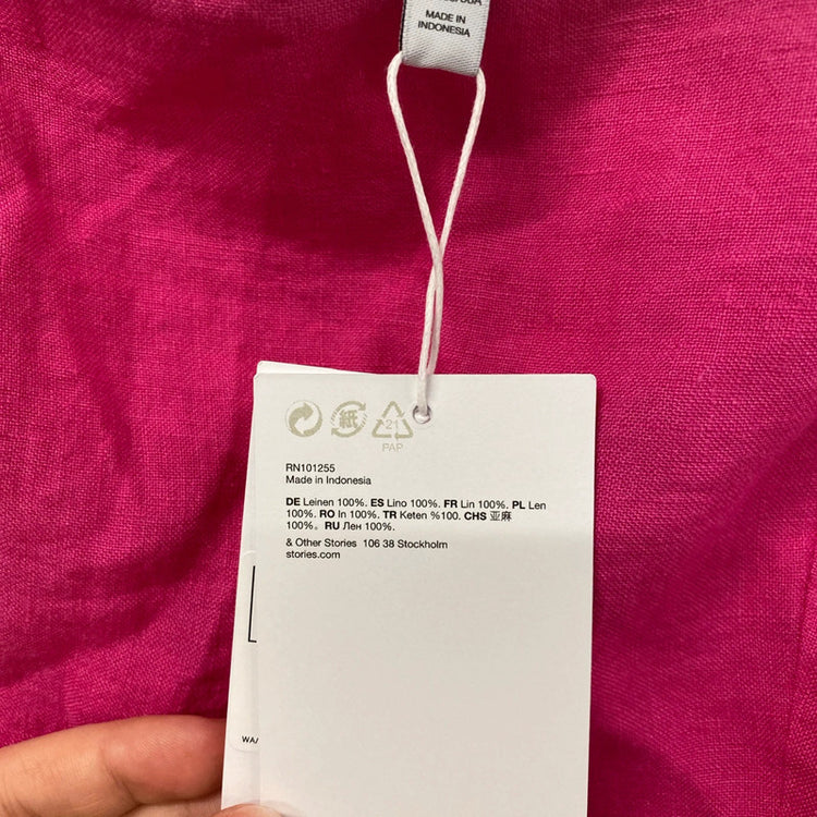 & Other Stories Cami Pink Linen Mini Dress NWT UK 12 KS002