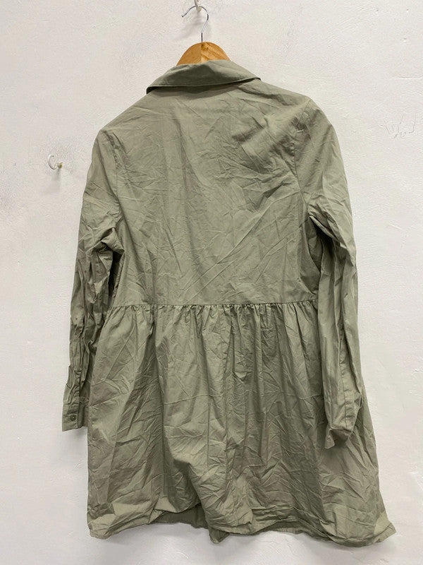 Fabulous ASOS Khaki lightweight cotton smock dress Uk10 LP003