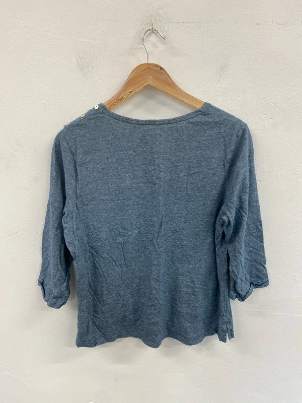 Seasalt Lovely Blue Marl Stripe Top UK 16 MM005