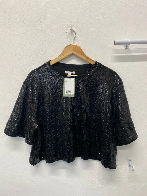 Fabulous H&M sequin cropped t shirt UkXL LG006