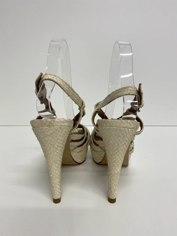 Zara Chic Cream Reptile Effect Heeled Sandals UK 5 AE001
