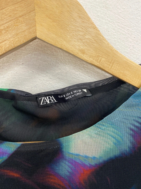 Zara Gorgeous Artsy Mesh Sheath Midi Dress Size S SD02