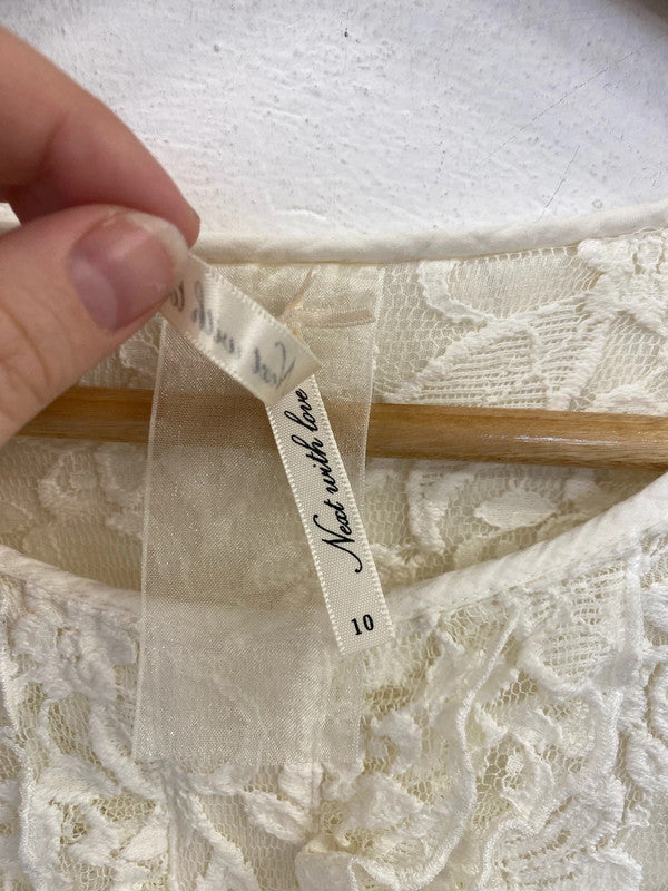 Next Elegant Cream Lace Mini Dress UK 10 SW001