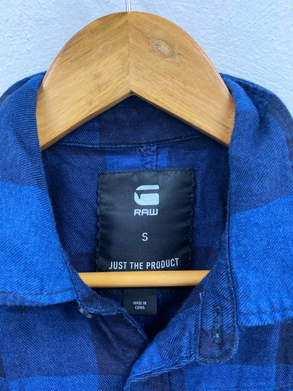 Fabulous G Raw plaid flannel shirt navy black UkS JM006