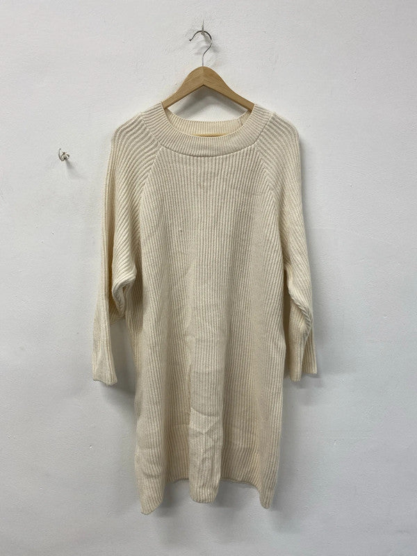 Topshop Stylish Cream Knit Midi Dress Size M KS002