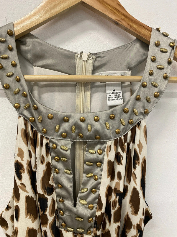 Ultra Pink Fabulous Giraffe Pattern Beaded Detailing Jumpsuit Size M JB005