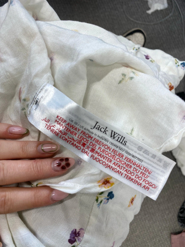 Lovely Jack wills white floral Bardot dress UK 10 JH001