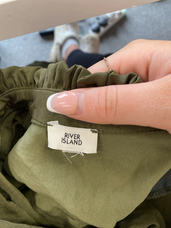 Fabulous river island peplum green top uk 8 KM004