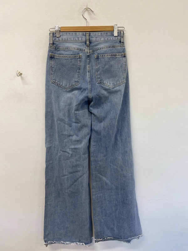 Fun and flirty Romwe wide leg ripped jeans uk 8 KD001