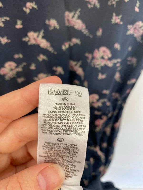 Hobbs Stylish Navy Floral Pattern A-line Shirt Dress UK 10 WLH01