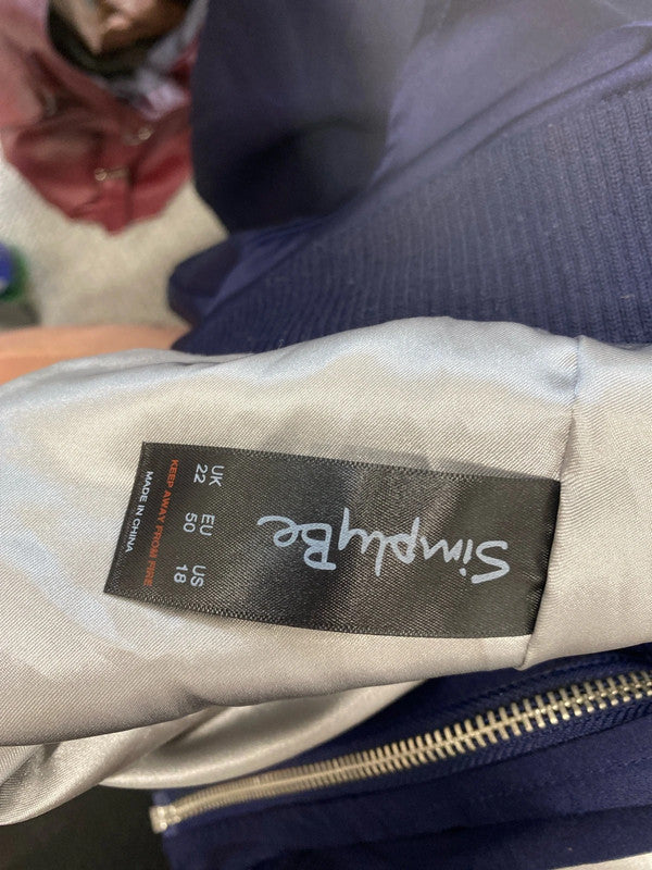 Lovely simply be navy bomber jacket with back pattern UK 22 YM001