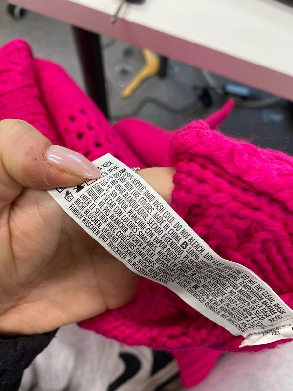 Lovely forever 21 pink knit crochet cardigan UK S HA001