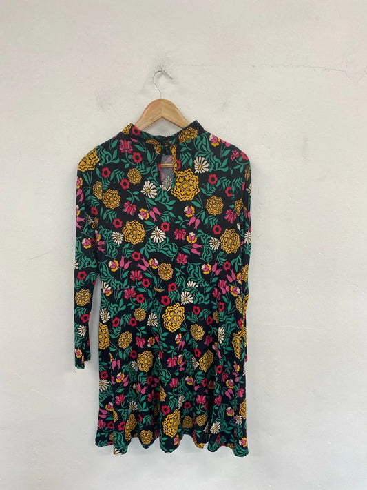 Label Be Fabulous Oriental Style Floral Print Mini Dress UK 12 LW005