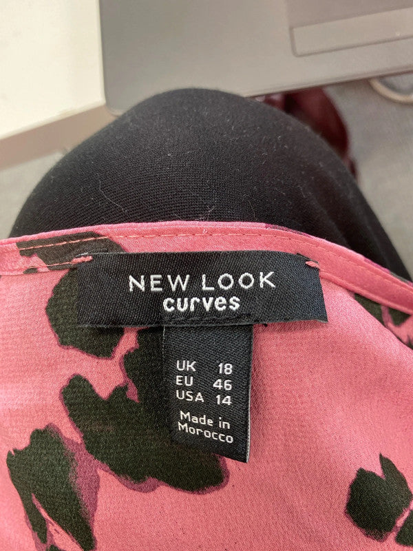 Lovely new look curve pink midi wrap dress UK 18 LG006