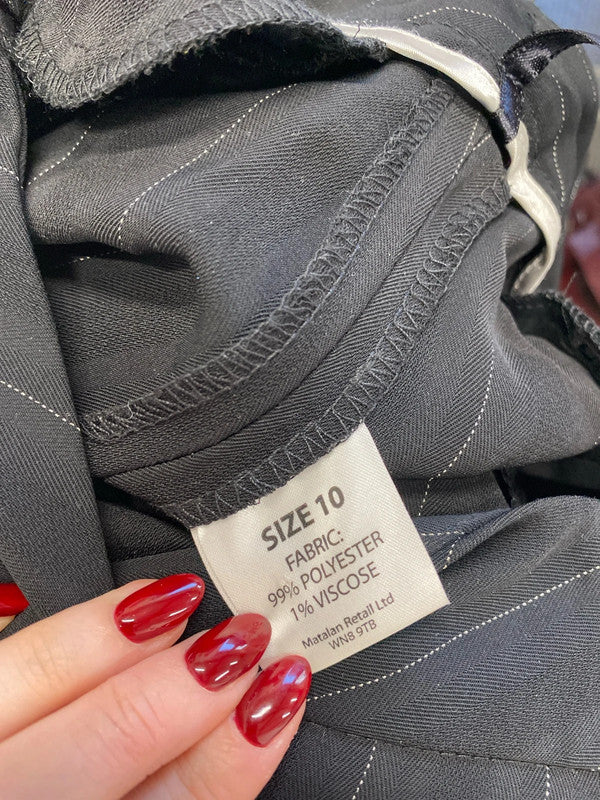 Lovely Matalan black pinstripe black wide leg trousers UK 10 AG005