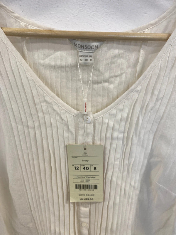 Monsoon Gorgeous Cream Tunic Top UK 12 LW005