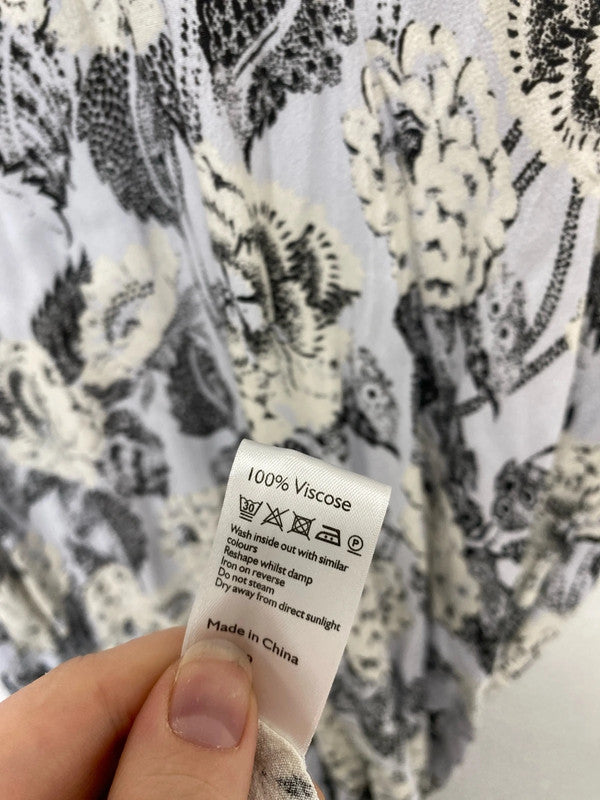 Modern Rarity Elegant Pale Blue Floral Pattern Asymmetric Midi Dress Size M KM005