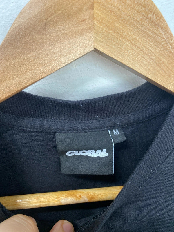 Awesome global t-shirt print black tee skate M LL003