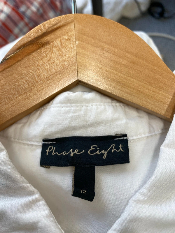 Fabulous Phase Eight white blouse dinky collar Uk12 SS002