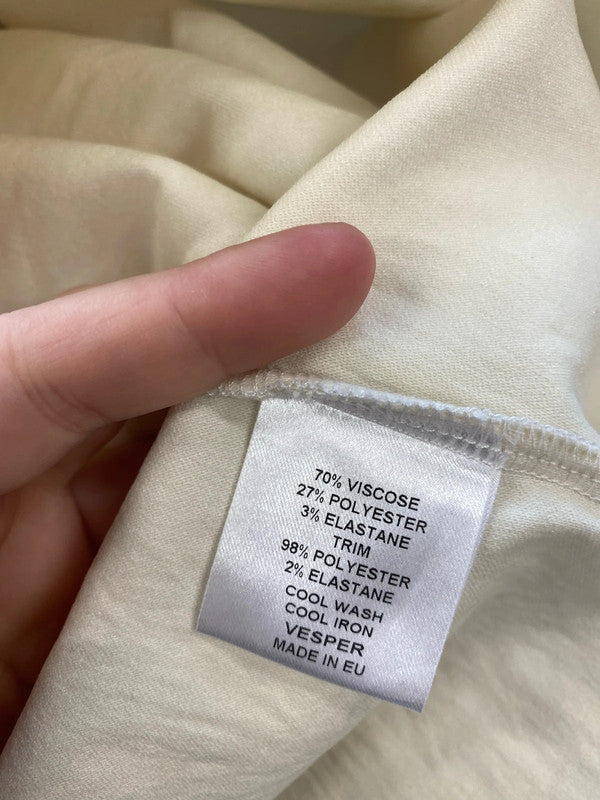 Vesper Elegant Cream Lace Accent Midi Dress UK 10 EL001