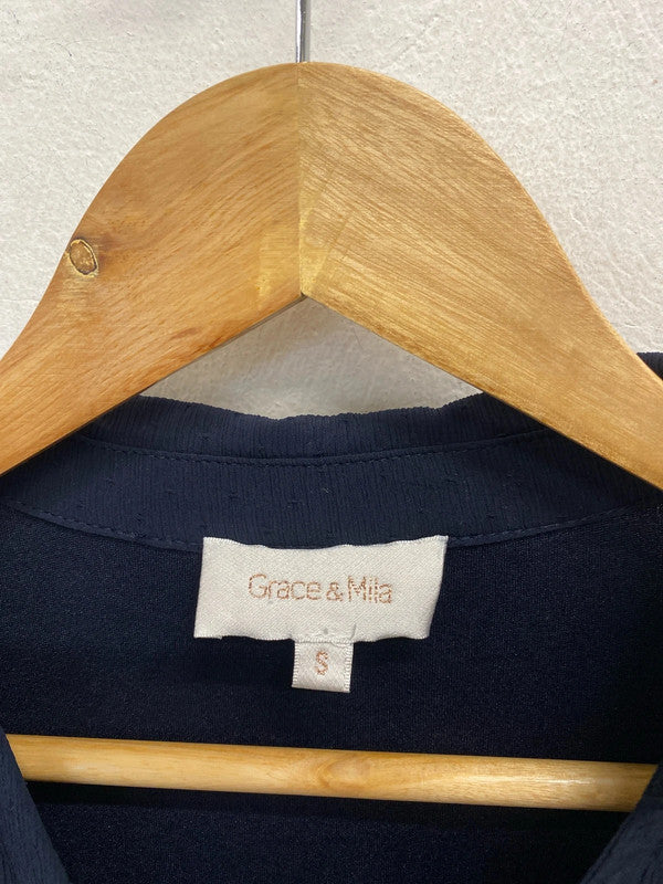 Lovely grace & mila smock midi navy dress UK S JB003