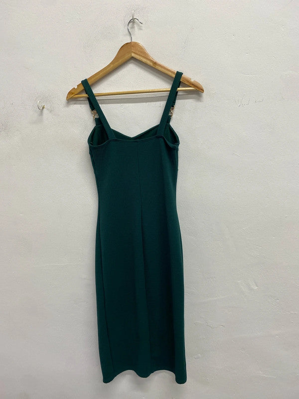 Stunning river island midi split Forrest green dress UK 6 YTH01