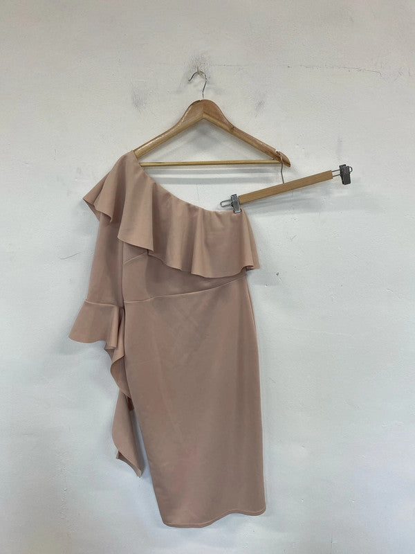 Asos Fabulous Rose Pink Asymmetric Midi Dress UK 12 MB001