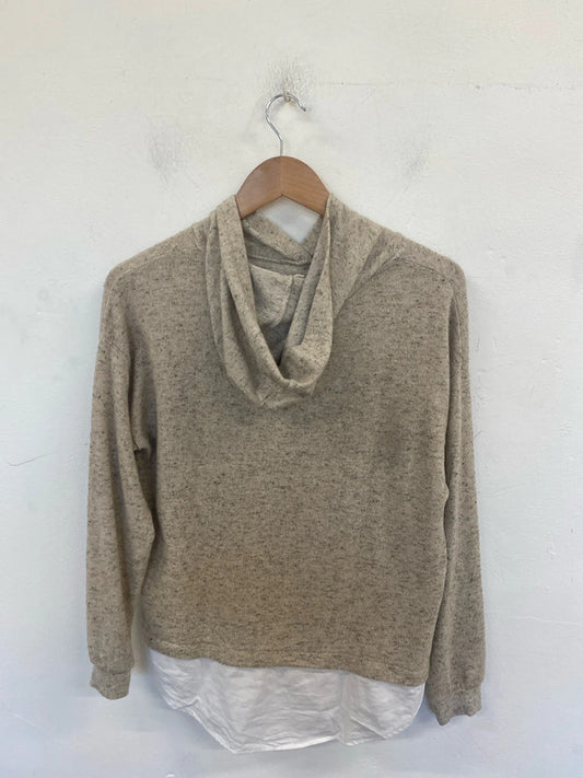 Zara Chic Beige Marl Hooded Jumper Top Girls Age 13-14 GK002