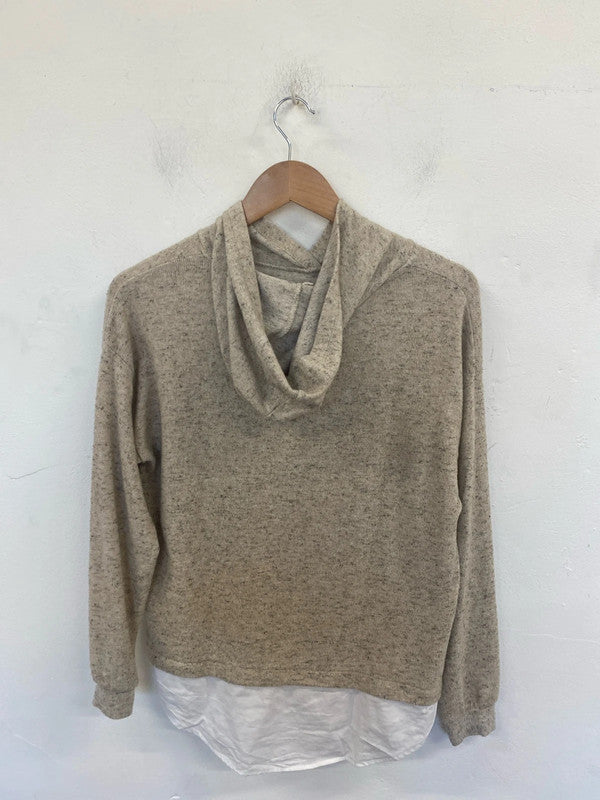 Zara Chic Beige Marl Hooded Jumper Top Girls Age 13-14 GK002