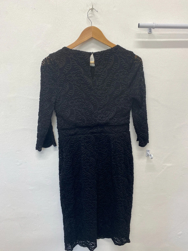 Fabulous Ruth Langsford Lace effect stretch black midi dress Uk12 MW001
