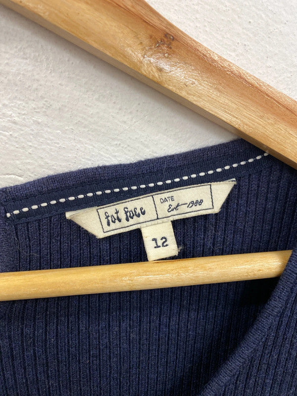 FatFace Navy & Cream Folksy Midi Dress UK 12 MM005