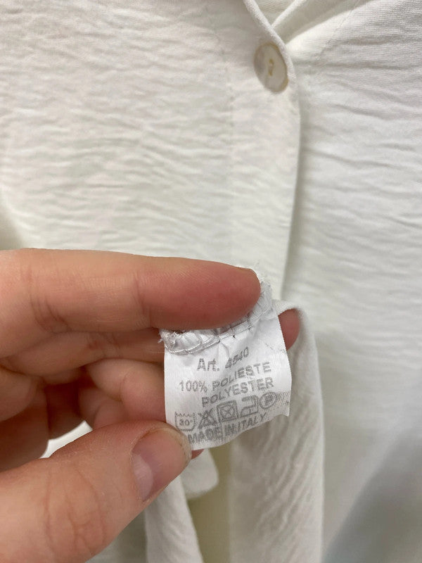 Made In Italy Fabulous White Sequin Eye Motif Oversize Blouse Size L VW001