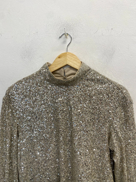 Lobely h&m silver sequin sparkle top UK S MB001