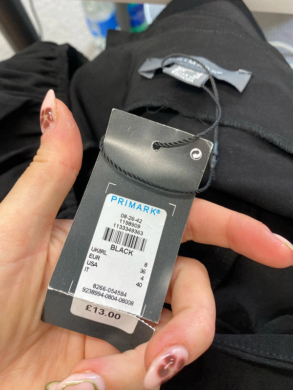 Lovely Primark black Bardot puff sleeve top UK 8 JA001