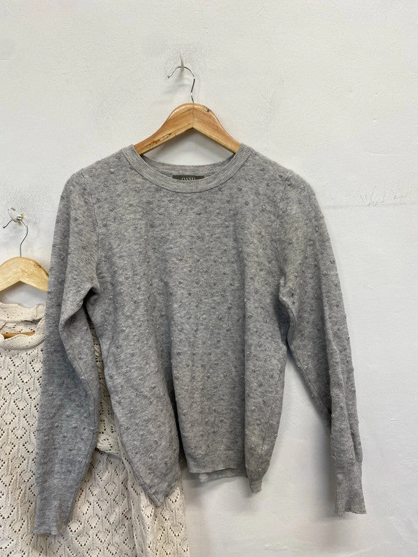 Lovely duo of jumpers oasis tu grey cream crochet UK 14 #1 LN001