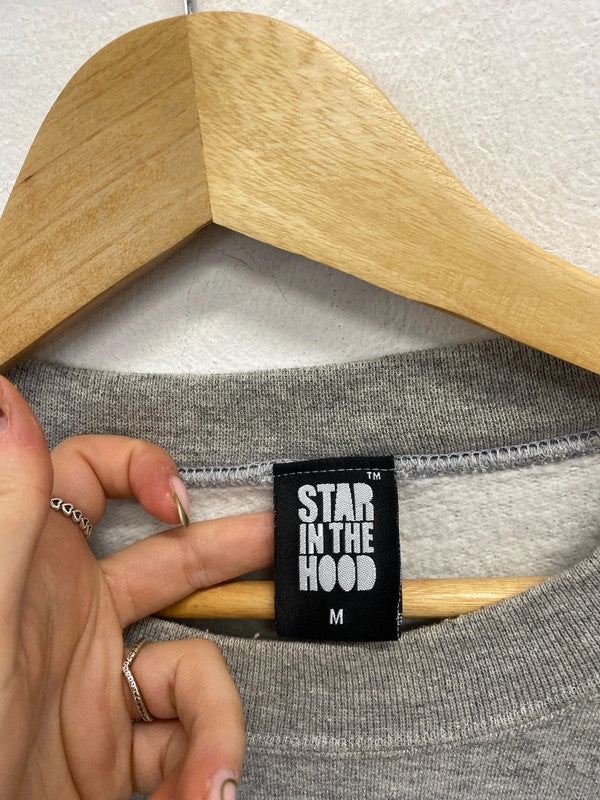 Fabulous star in the hood printed grey sweatshirt UK M LG006