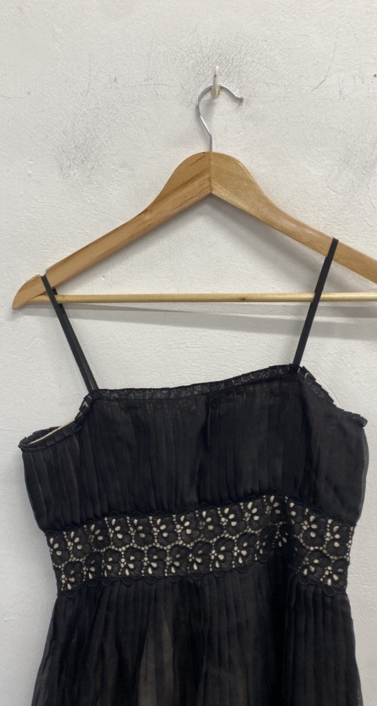 Lovely Sportmax Pure Silk Black Midi A Line Dress Black UK 8 AG008